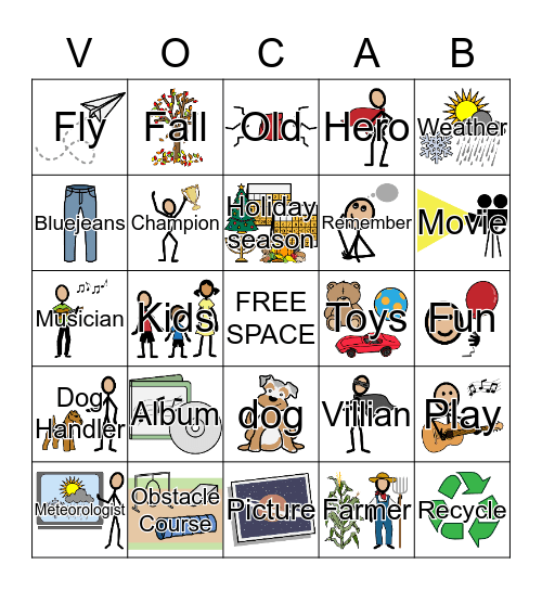 N2Y Vocabulary Bingo Card