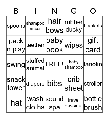 Misty & Savannah's Gifts Bingo Card