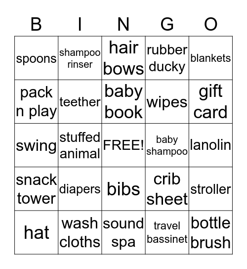 Misty & Savannah's Gifts Bingo Card