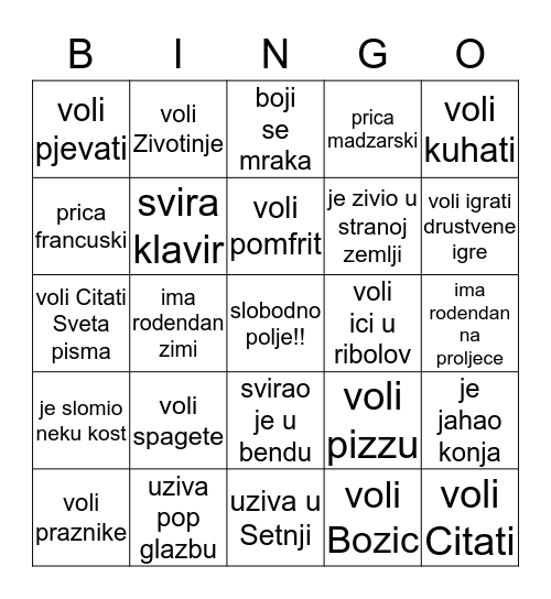 PRONADI NEKOGA TKO ... Bingo Card