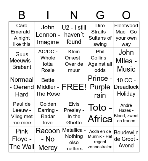 muziekbingo Card