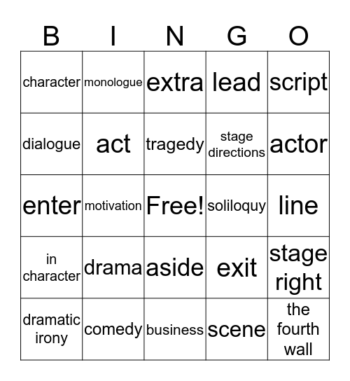 Drama Bingo Card