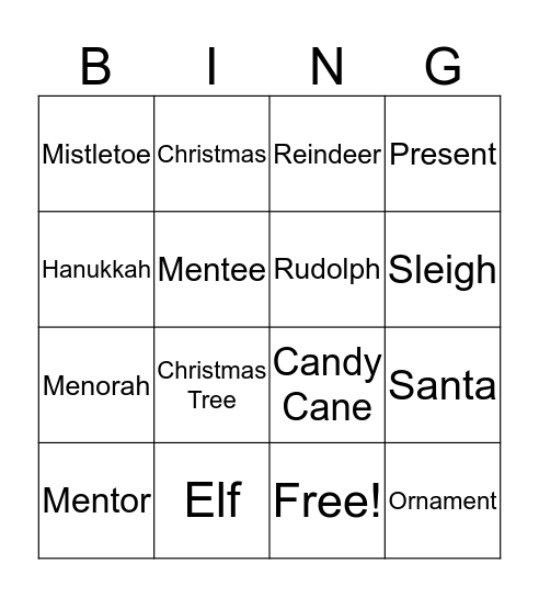 Holiday Bingo Card