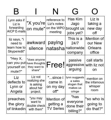 Conf Call Dec 17 Bingo Card