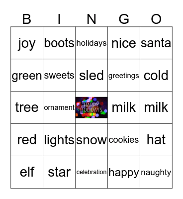 HOLIDAY Bingo Card