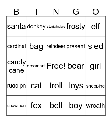 christmas bingo Card