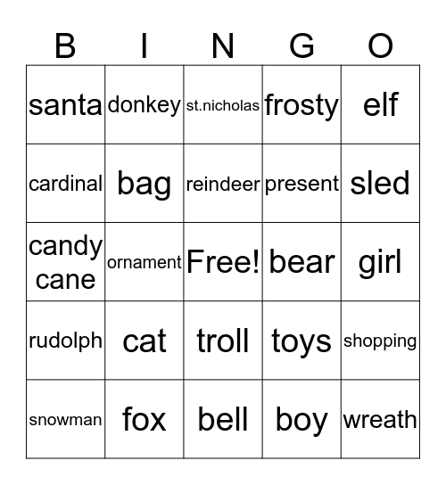 christmas bingo Card