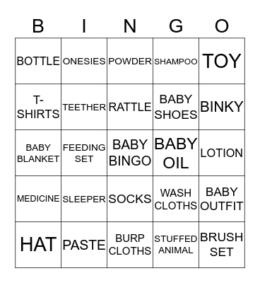 Jewel's Baby Bingo Card
