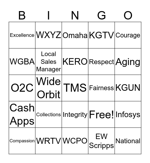 Collections Team  Bingo Card
