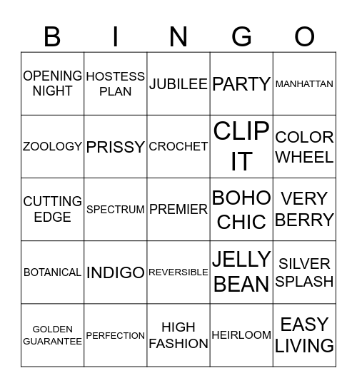 JEWELRY Bingo Card