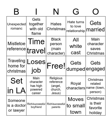 Christmas Movie Bingo Card