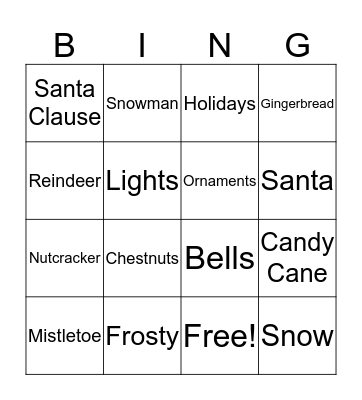 Happy Holidays Bingo Card