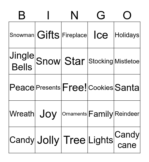 HOLIDAY BINGO   Bingo Card