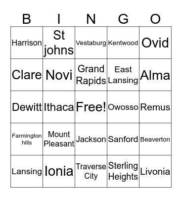 Access members cities Bingo Card