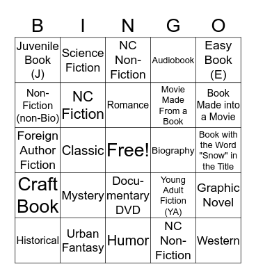 Winter Challenge BINGO Card