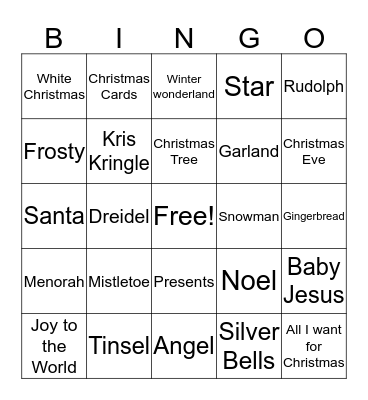 Holiday Bingo Card