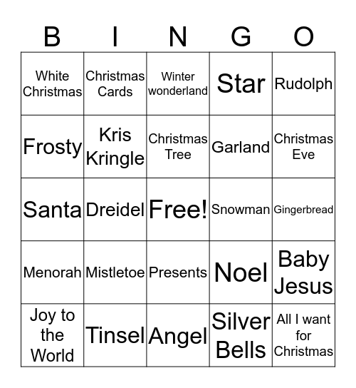 Holiday Bingo Card