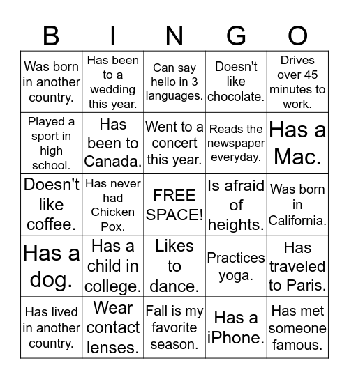 GTM People BINGO Card