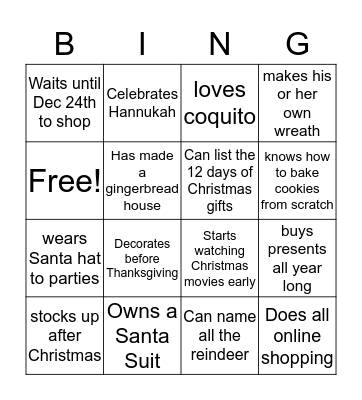 Christmas Bingo Card