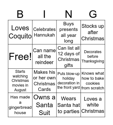 Christmas Bingo Card