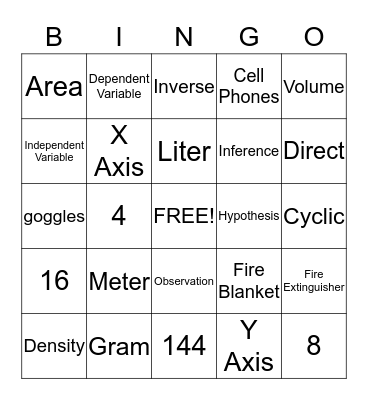 Science Skills Bingo Card