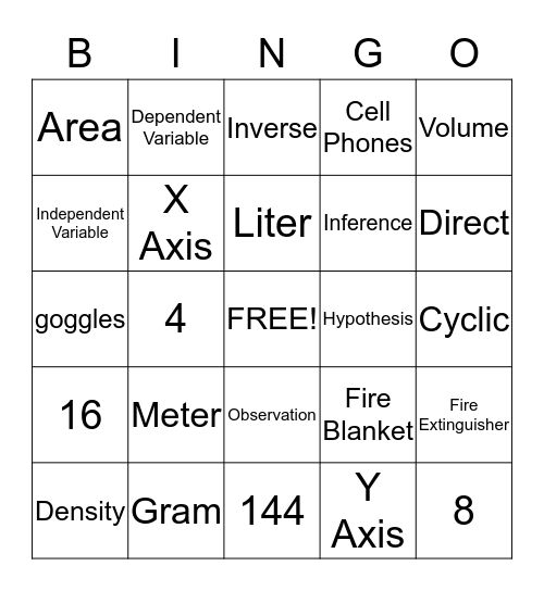 Science Skills Bingo Card