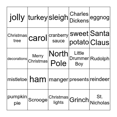 Christmas Bingo Card