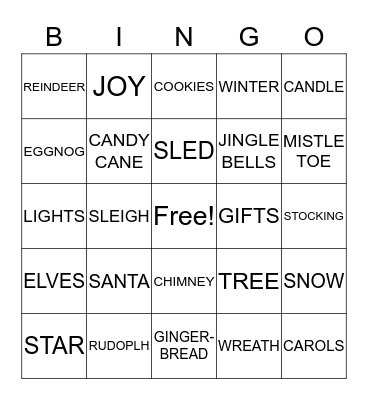 Holiday Bingo Card