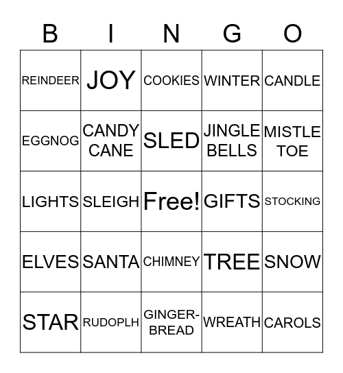 Holiday Bingo Card