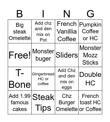 Server bingo  Bingo Card