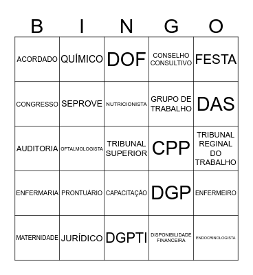 Structured Language  Bingo Card
