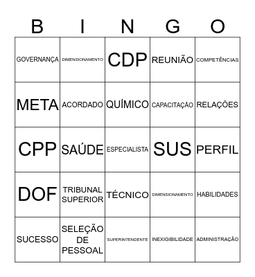 Structured Language  Bingo Card