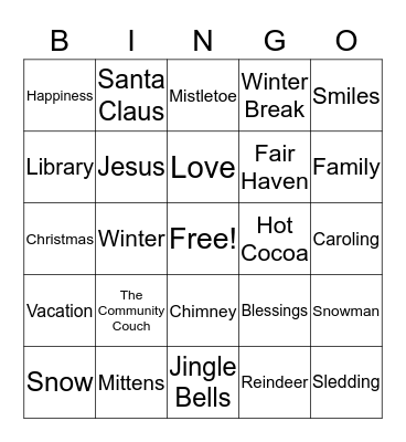 The Community Couch Family Bingo Card