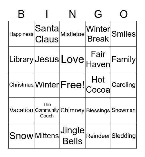 The Community Couch Family Bingo Card