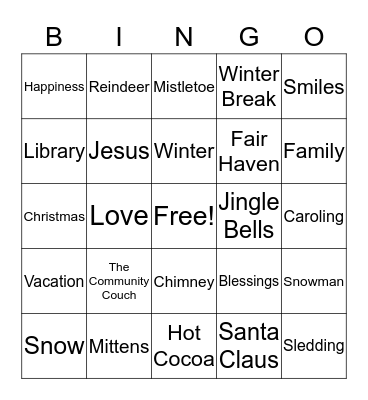 The Community Couch Family Bingo Card