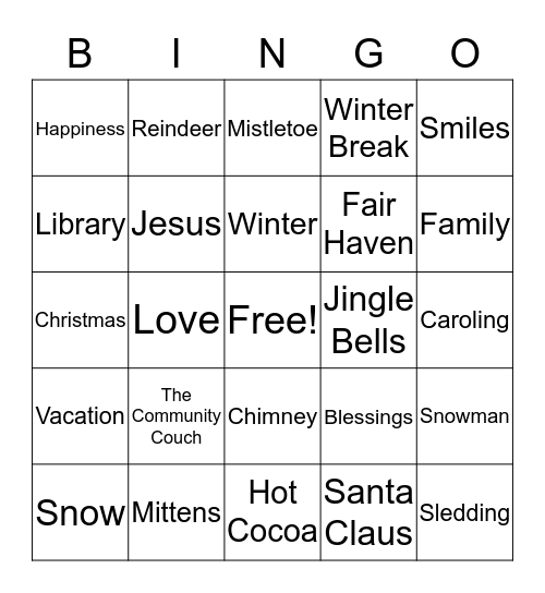 The Community Couch Family Bingo Card