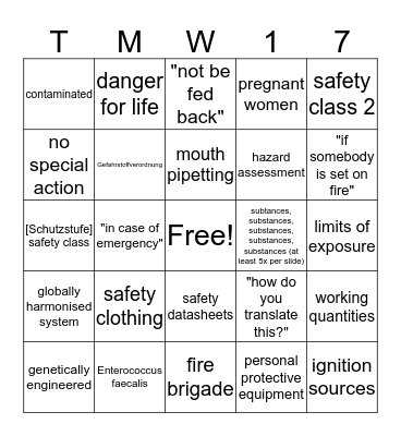 be safe .. ** Safety Bingo ** .. win at Bingo! Bingo Card