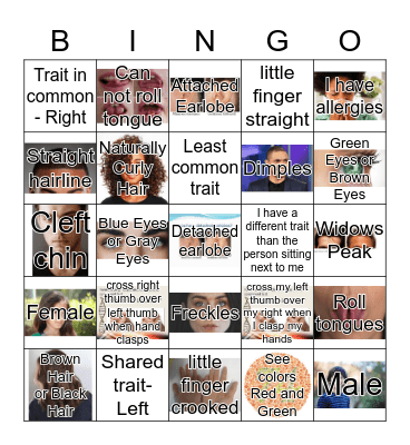 Heredity Traits Bingo Card