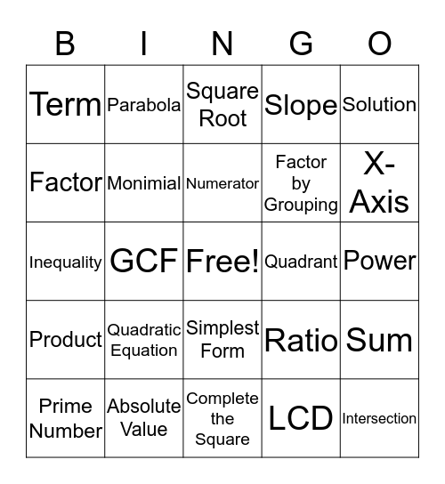 MCR and LAM - Vocabulary Reviews # 2 Bingo Card