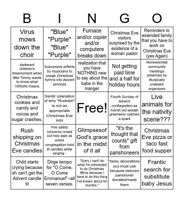 December Clergy Bingo Card