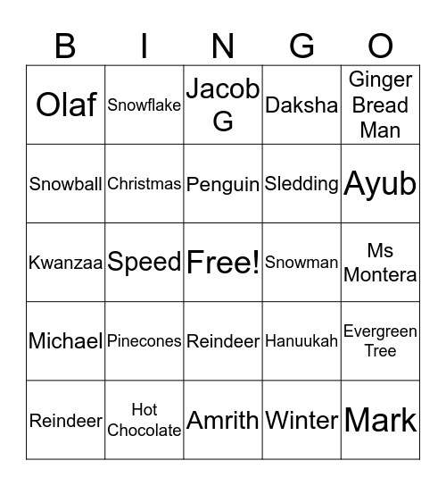 FOURTH GRADE Bingo Card