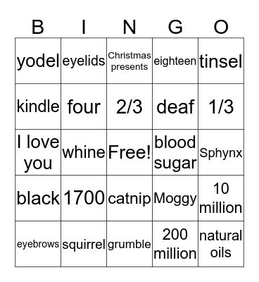 Fun Cat & Dog Trivia Bingo Card