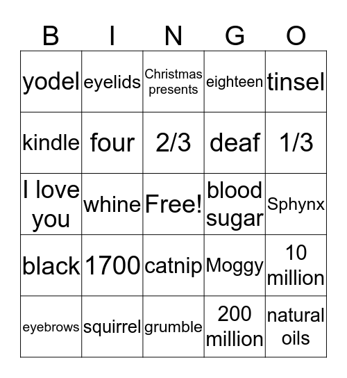 Fun Cat & Dog Trivia Bingo Card