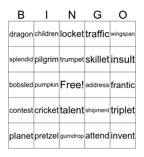 Wilson 3.2 BINGO Card