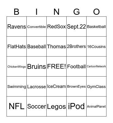 Jason's Birthday Bingo Card