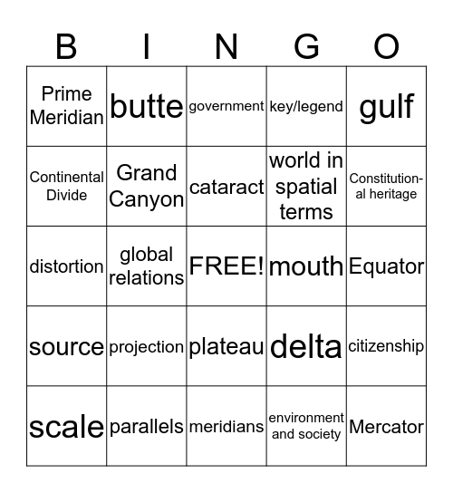 Review Bingo Card