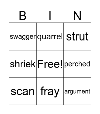 Rules Vocabulary Bingo Card