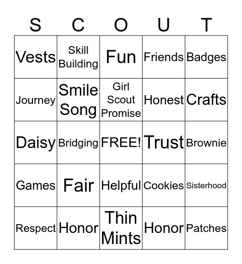 Brownie / Daisy Bingo Card