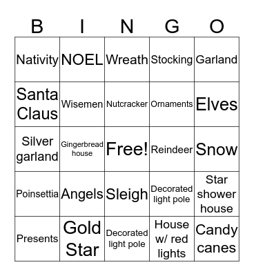 Christmas Bingo Card