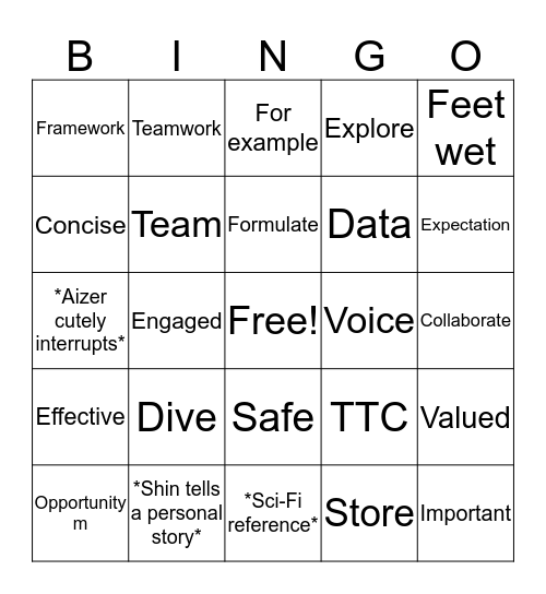 TTC Bingo Card